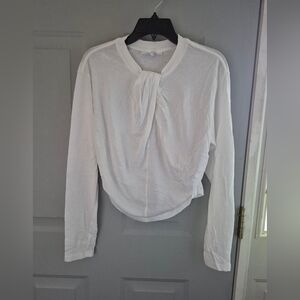 Frame Denim Long Sleeve Cotton Crop Tee S/P
